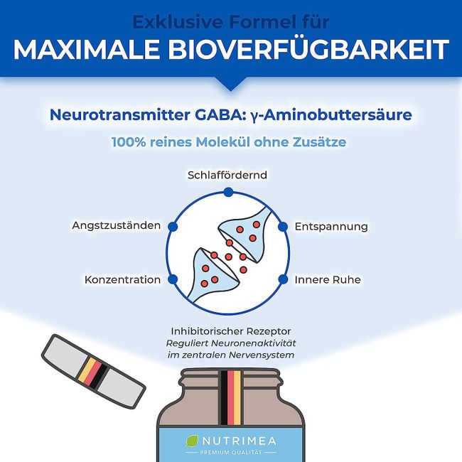 Nutrimea GABA Pur 750mg · Reine Pulver Kapseln Hochdosiert · OHNE Zusätze & Vegan – Bild 4