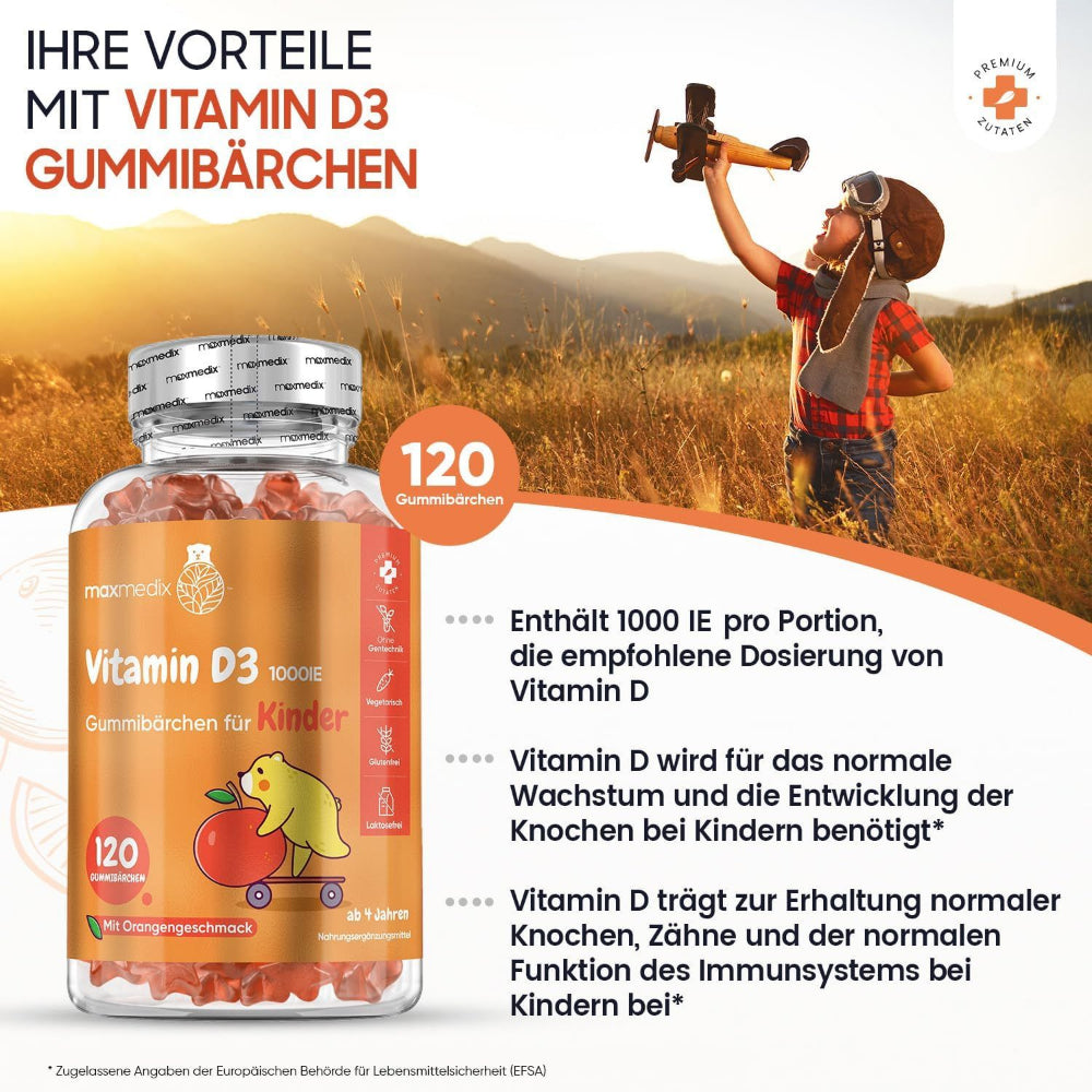 maxmedix Vitamin D3 Kinder Gummibärchen 1000 IE · 120 Stück – Bild 4