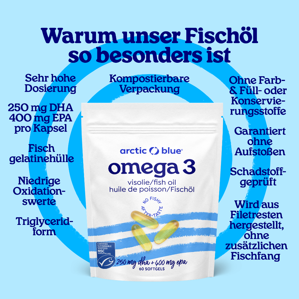 Arctic Blue Omega3 DHA- und EPA-Fischöl · MSC (60 große Kapseln) – Bild 2