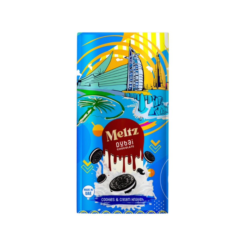 Meltz Dubai Schokolade – Cookies & Cream mit Knafeh-Füllung (75 g)
