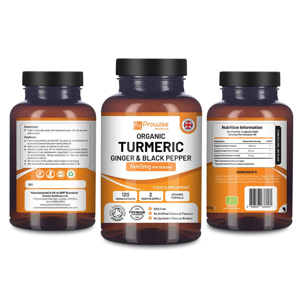 Prowise Healthcare Kurkuma 1440 mg mit Schwarzem Pfeffer und Ingwer · 120 vegane Kapseln – Bild 4