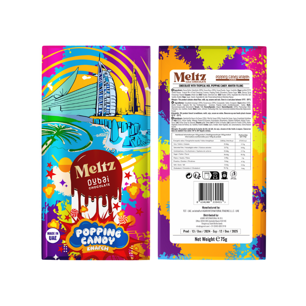 Meltz Dubai Schokolade – Popping Candy & Knafeh (75 g) - Bestseller