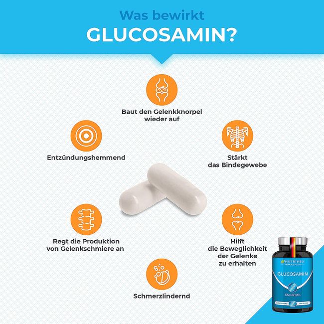 Nutrimea Glucosamin & Chondroitin Hochdosiert + MSM + MANGAN · 90 Kapseln – Bild 2