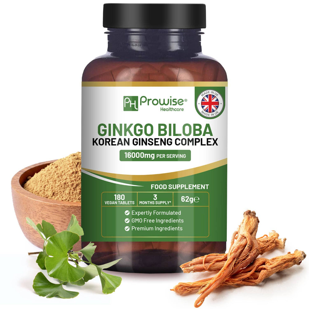 Prowise Healthcare Ginkgo Biloba und Koreanische Ginseng 16.000 mg · 180 vegane Tabletten