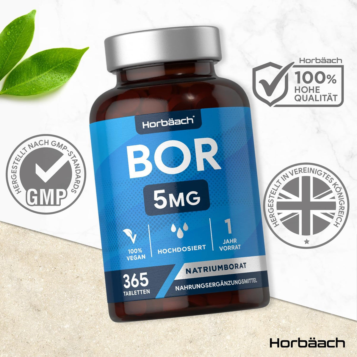Horbäach Boron 5mg · Hochdosiert · 1 Jahr Vorrat · 365 Vegane Tabletten – Bild 5