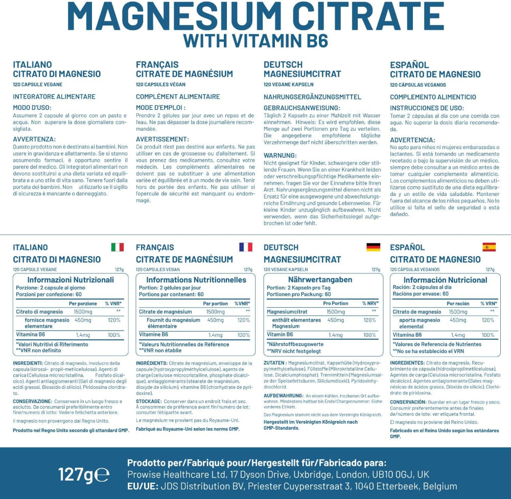 Prowise Healthcare Magnesiumcitrat 1500 mg mit Vitamin B6 · 120 Kapseln – Bild 6