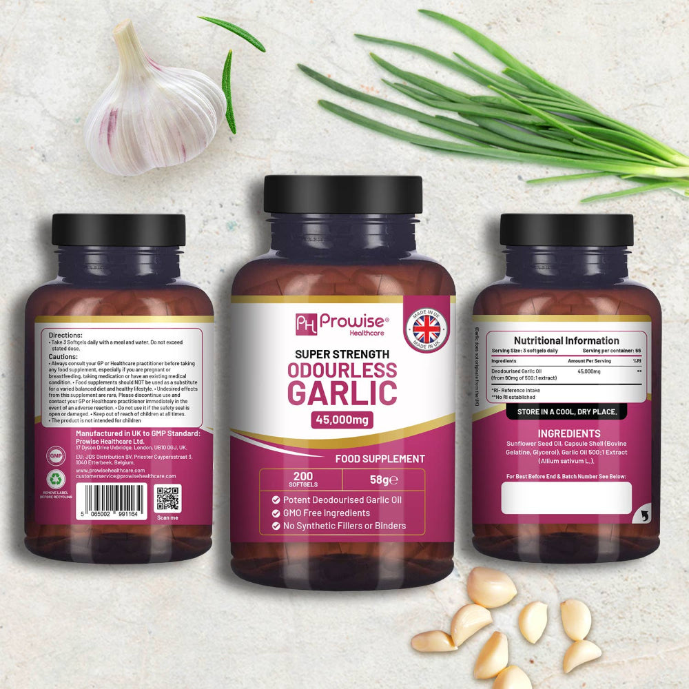 Prowise Healthcare Hochwertige geruchlose Knoblauchkapseln 45.000 mg · 200 Weichkapseln – Bild 5