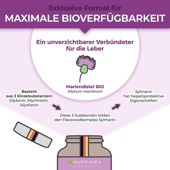 Nutrimea Mariendistel BIO · Natürlich Leber & Körper entgiften · Reines Mariendistel-Extrakt – Bild 4