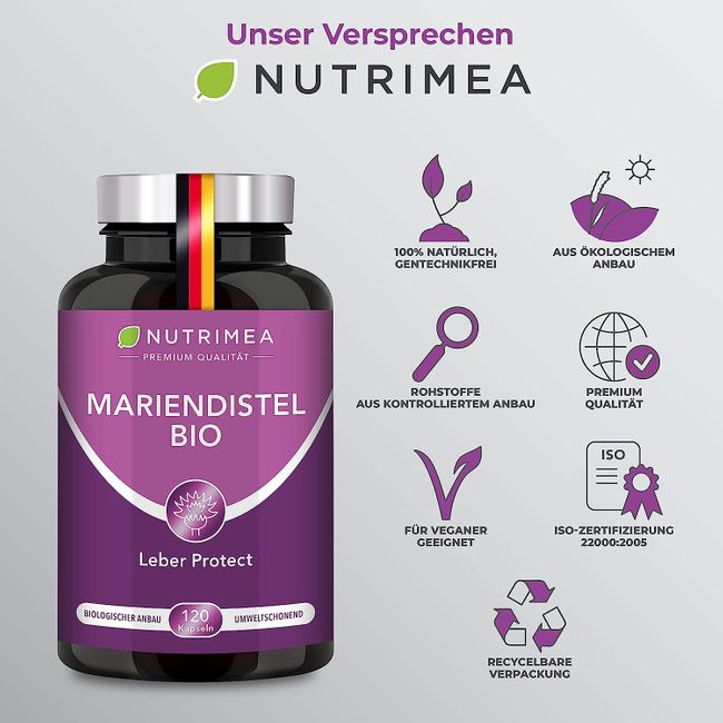 Nutrimea Mariendistel BIO · Natürlich Leber & Körper entgiften · Reines Mariendistel-Extrakt – Bild 5
