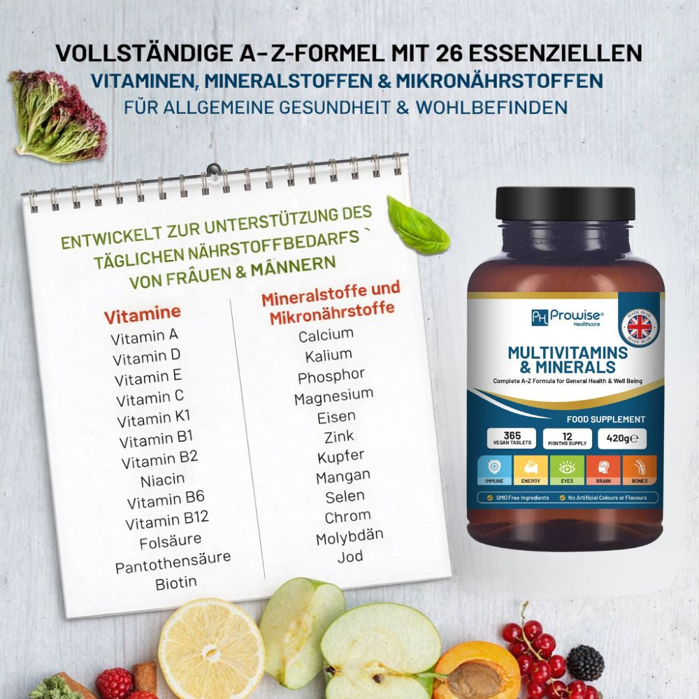 Prowise Healthcare A-Z Multivitamine & Mineralien · 365 Vegane Tabletten – Bild 4