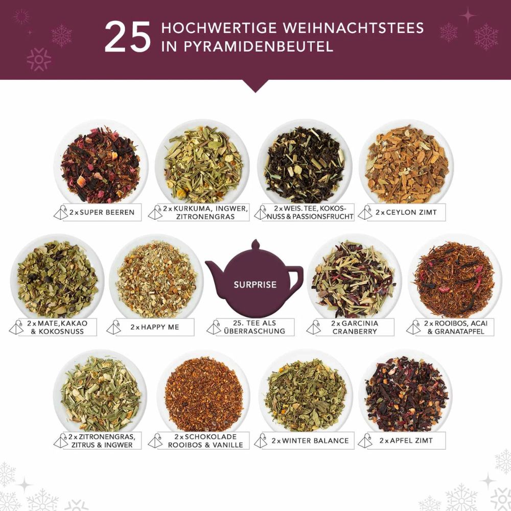 English Tea Shop Adventskalender "Red Christmas" · 25 BIO Teepyramiden – Bild 3