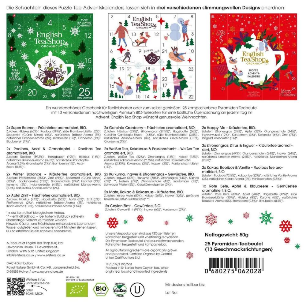English Tea Shop Adventskalender "Red Christmas" · 25 BIO Teepyramiden – Bild 6