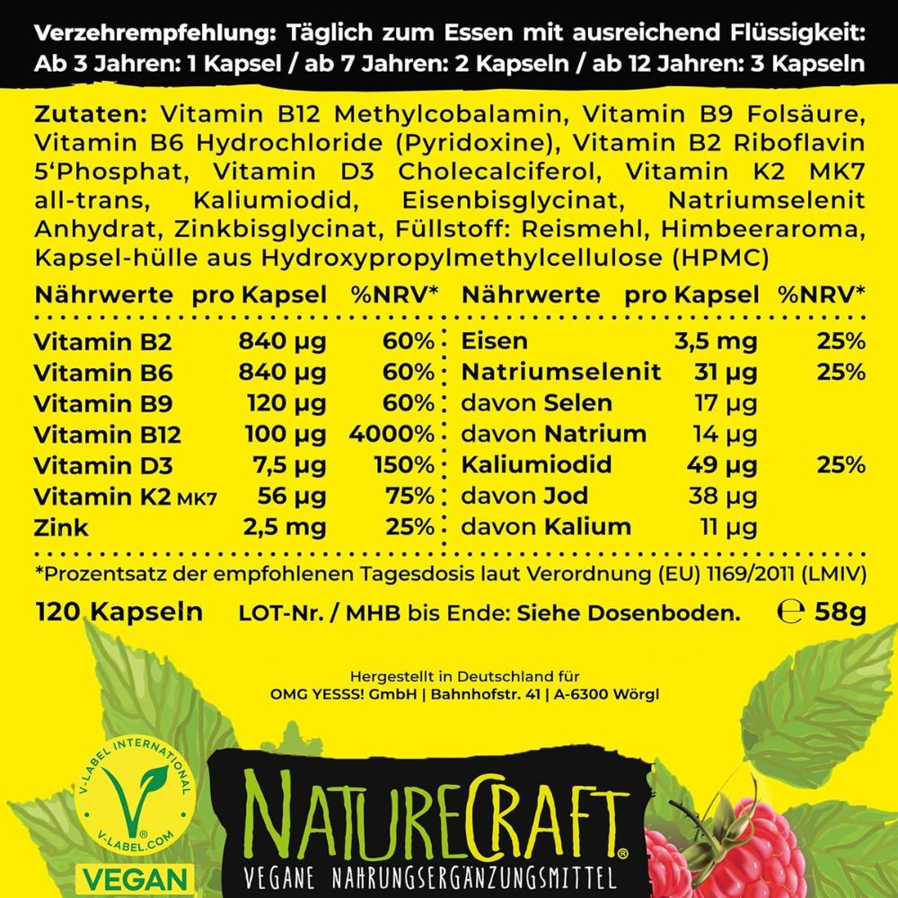 NatureCraft Vegan All-In-One KIDS Vitamine · 120 kapseln – Bild 4