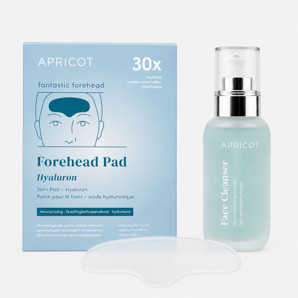 APRICOT | Anti-Aging Stirnpflege-Set – Stirn Pad mit Hyaluron + Face Cleanser