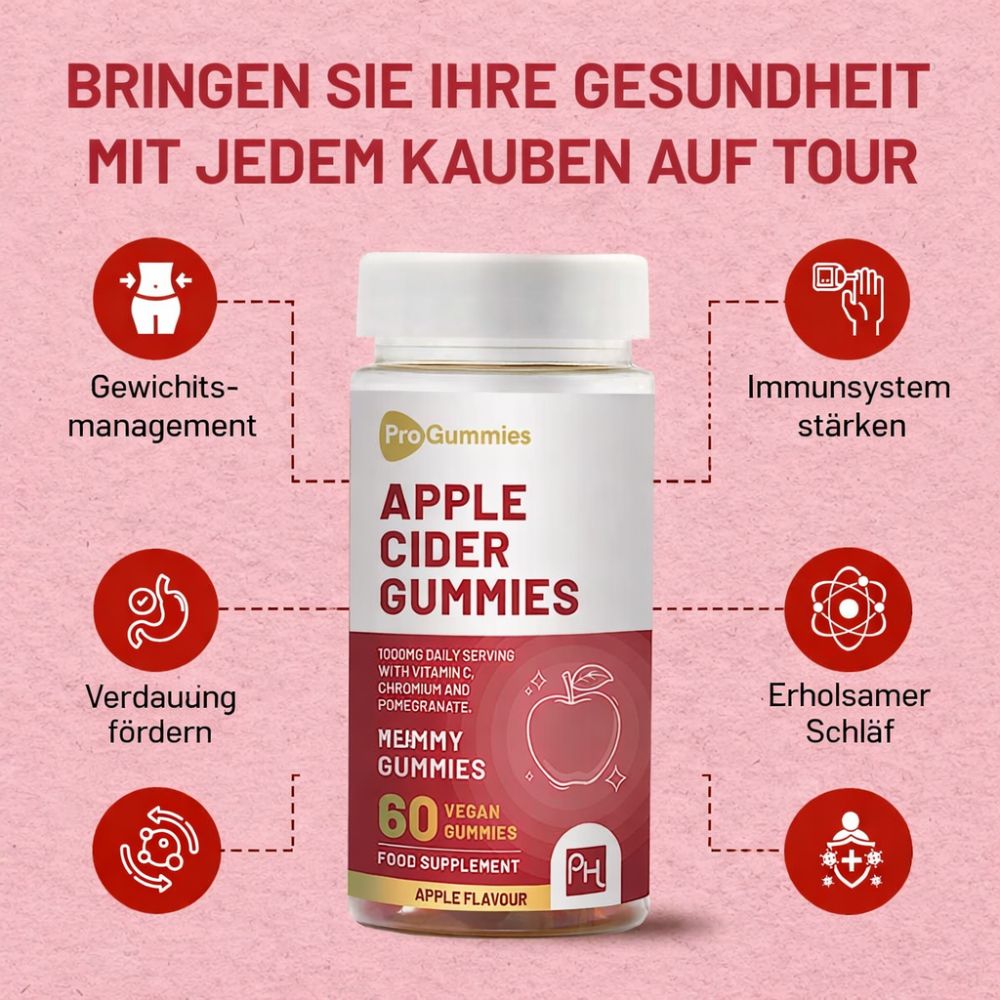 Prowise Healthcare Vegane Apfelessig-Gummibärchen 1000 mg · 60 Gummies – Bild 4