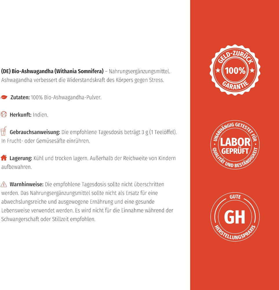 Nature's Finest Ashwagandha-Pulver Bio für Entspannung, Stressschutz & Energie – Bild 6