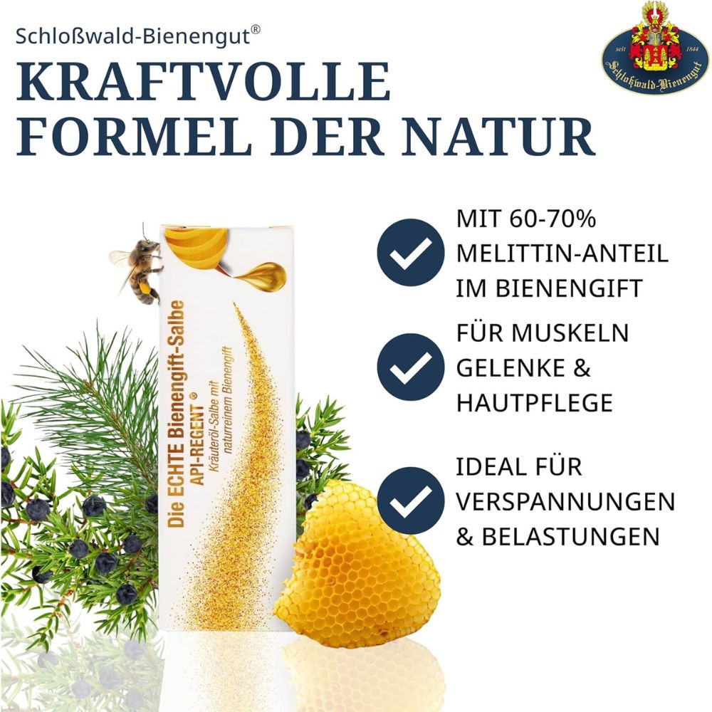 Schloßwald-Bienengut Die ECHTE Bienengift-Salbe API-HOT® + API-REGENT® (2x50ml) + Gratis Probe – Bild 5
