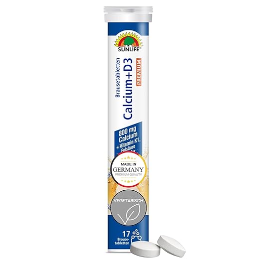 Sunlife Calcium + Vitamin D3 Brausetabletten · Premium Hochdosiert