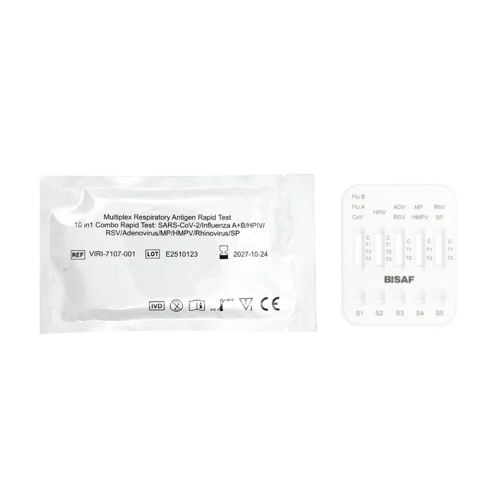 BISAF | 10in1 Test - Covid-19, Influenza A+B, RSV, ADV, hMPV, RhV, hPIV, MP, SP + Gratis Nanovio