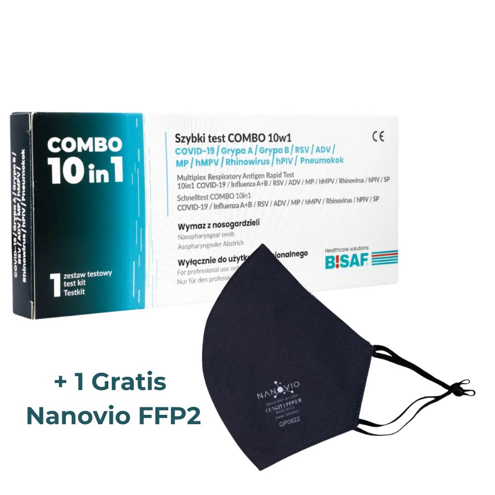 BISAF | 10in1 Test - Covid-19, Influenza A+B, RSV, ADV, hMPV, RhV, hPIV, MP, SP + Gratis Nanovio
