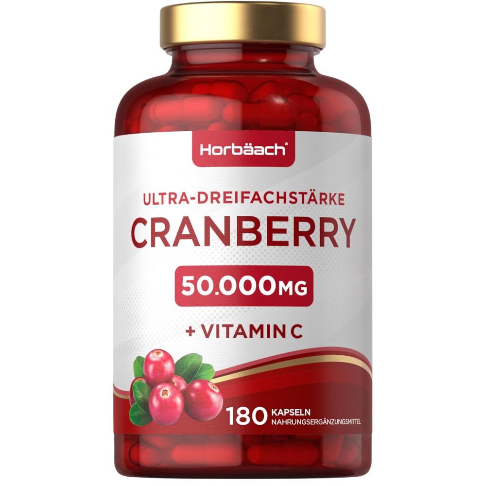 Horbaach Cranberry Hochdosiert 50000mg mit 200mg Vitamin C · 180 Kapseln