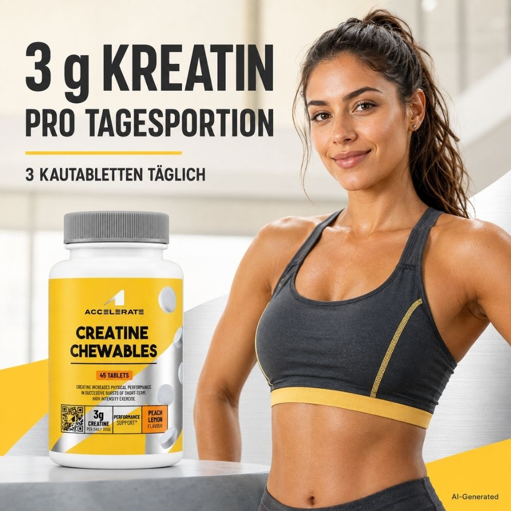 Accelerate | Creatine Chewables – Kreatin-Kautabletten Pfirsich-Zitrone – 45 Stück