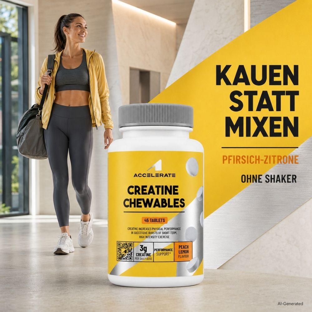 Accelerate | Creatine Chewables – Kreatin-Kautabletten Pfirsich-Zitrone – 45 Stück