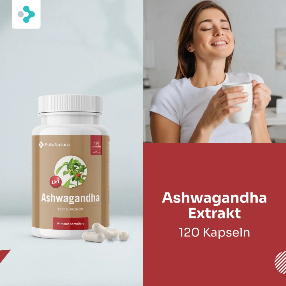 FutuNatura Ashwagandha Extrakt · starker Extrakt 10:1 · Hormone · 120 Kapseln – Bild 3