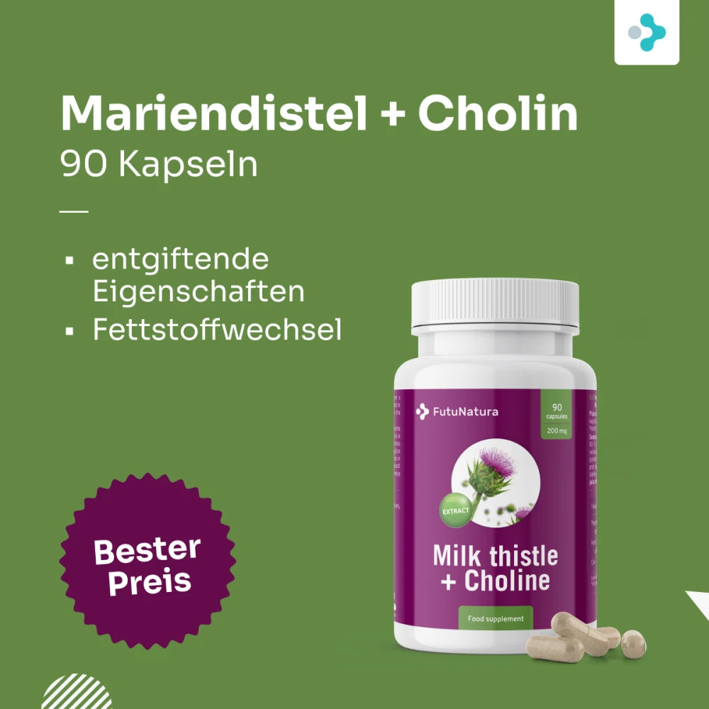 FutuNatura Mariendistel (Silymarin) + Cholin zur Entgiftung der Leber · 90 Kapseln – Bild 3