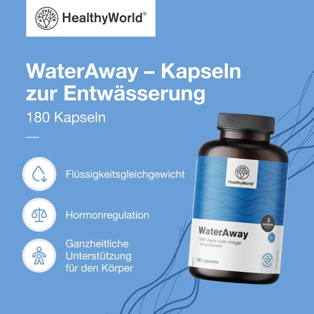 HealthyWorld WaterAway · Kapseln zur Entwässerung · 180 Kapseln – Bild 6
