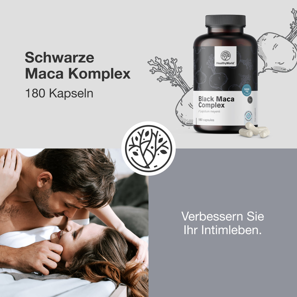 HealthyWorld Schwarze Maca Komplex 5000 mg · 180 Kapseln – Bild 2