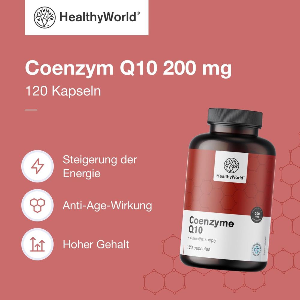 HealthyWorld Coenzym Q10 200 mg für Lungen, Leber & Herz · 120 Kapseln – Bild 4