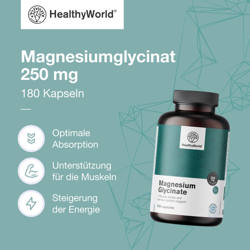 HealthyWorld Magnesiumglycinat 250 mg · 180 Kapseln – Bild 6