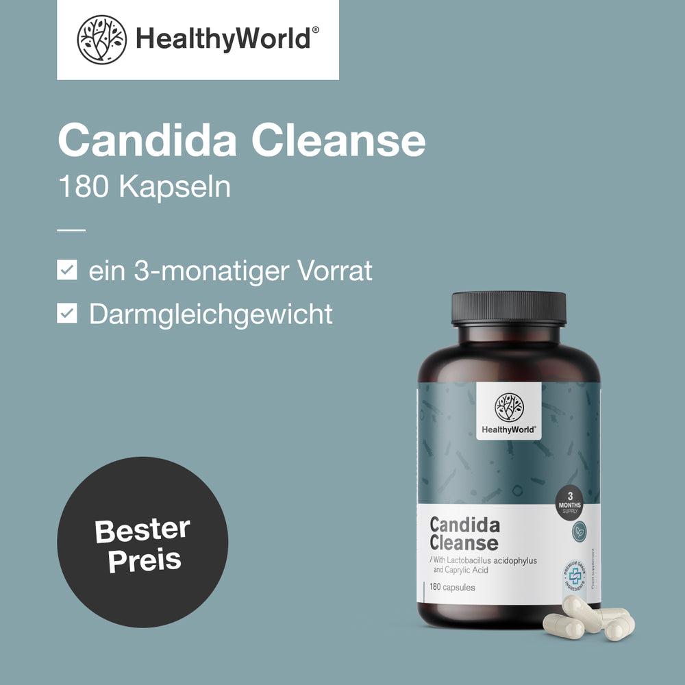 HealthyWorld Candida Cleanse für Gleichgewicht der Darm- und Vaginalflora · 180 Kapseln – Bild 3