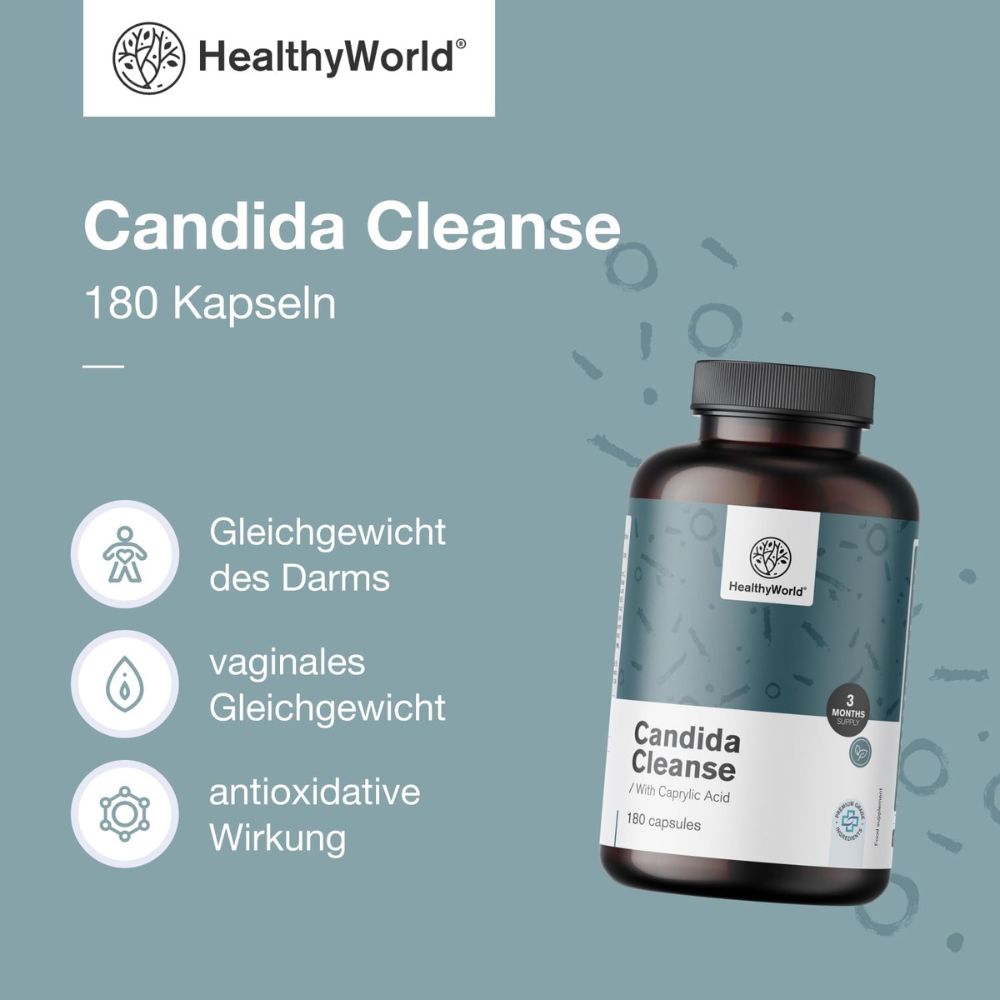 HealthyWorld Candida Cleanse für Gleichgewicht der Darm- und Vaginalflora · 180 Kapseln – Bild 4