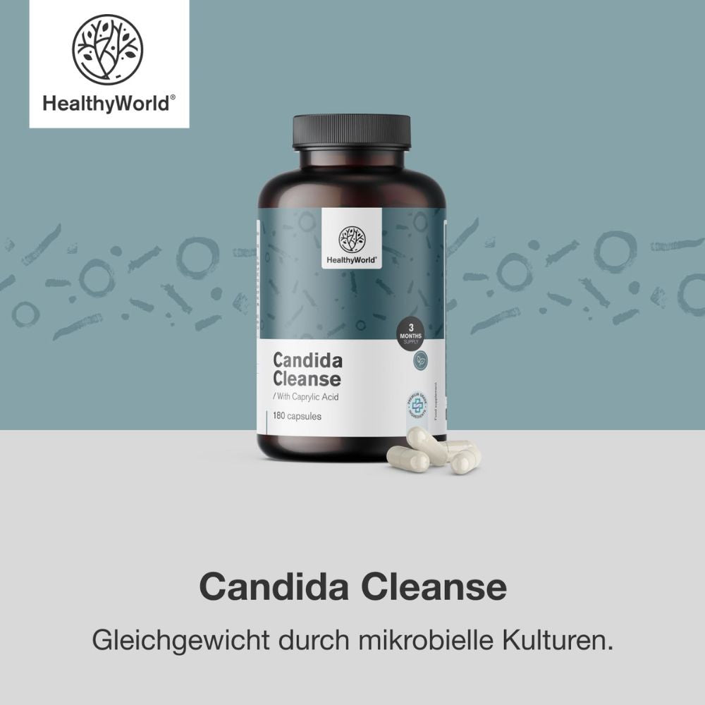 HealthyWorld | Candida Cleanse für Gleichgewicht der Darm- und Vaginalflora - 180 Kapseln