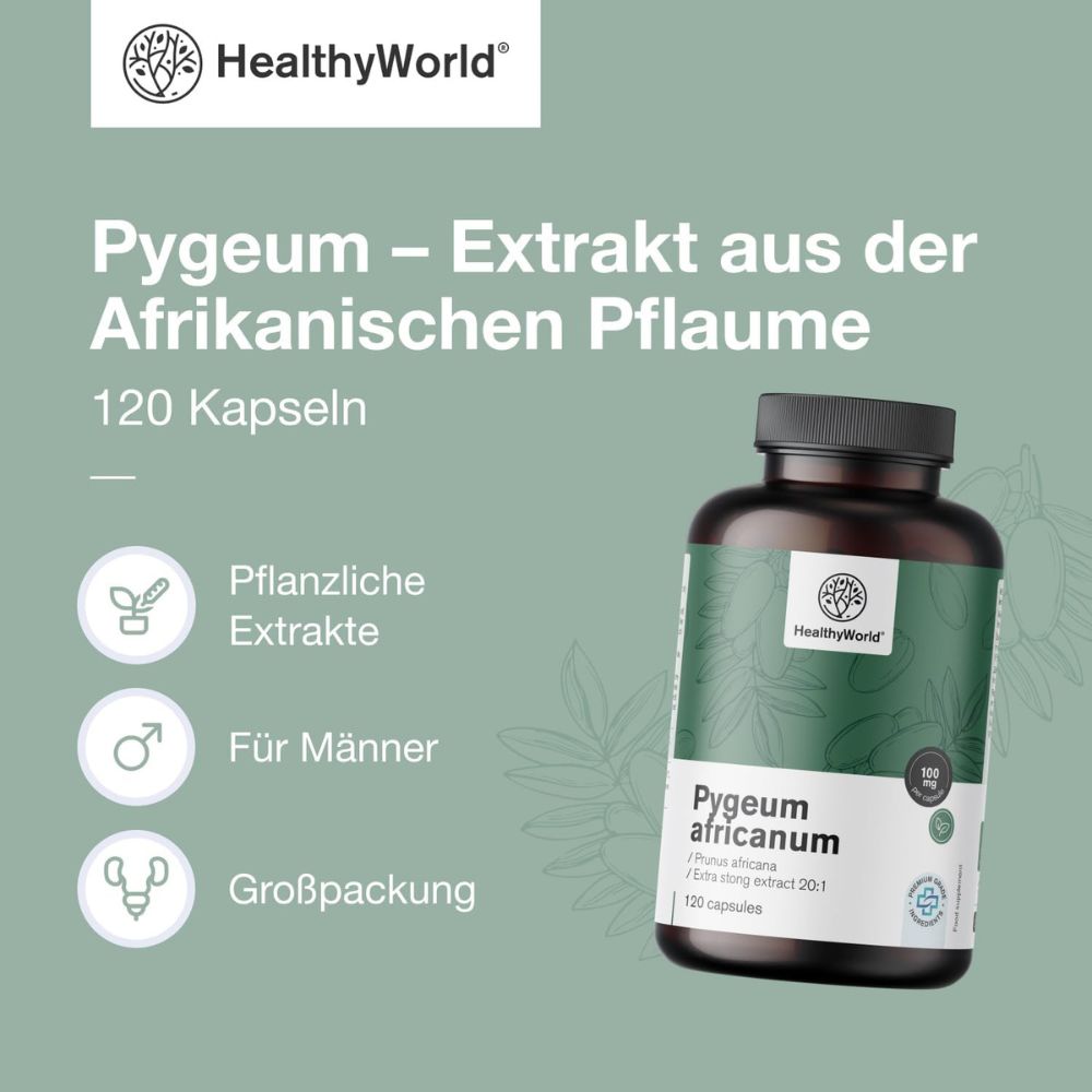 HealthyWorld Pygeum · Extrakt aus afrikanischem Pflaumenbaum · 120 Kapseln – Bild 5