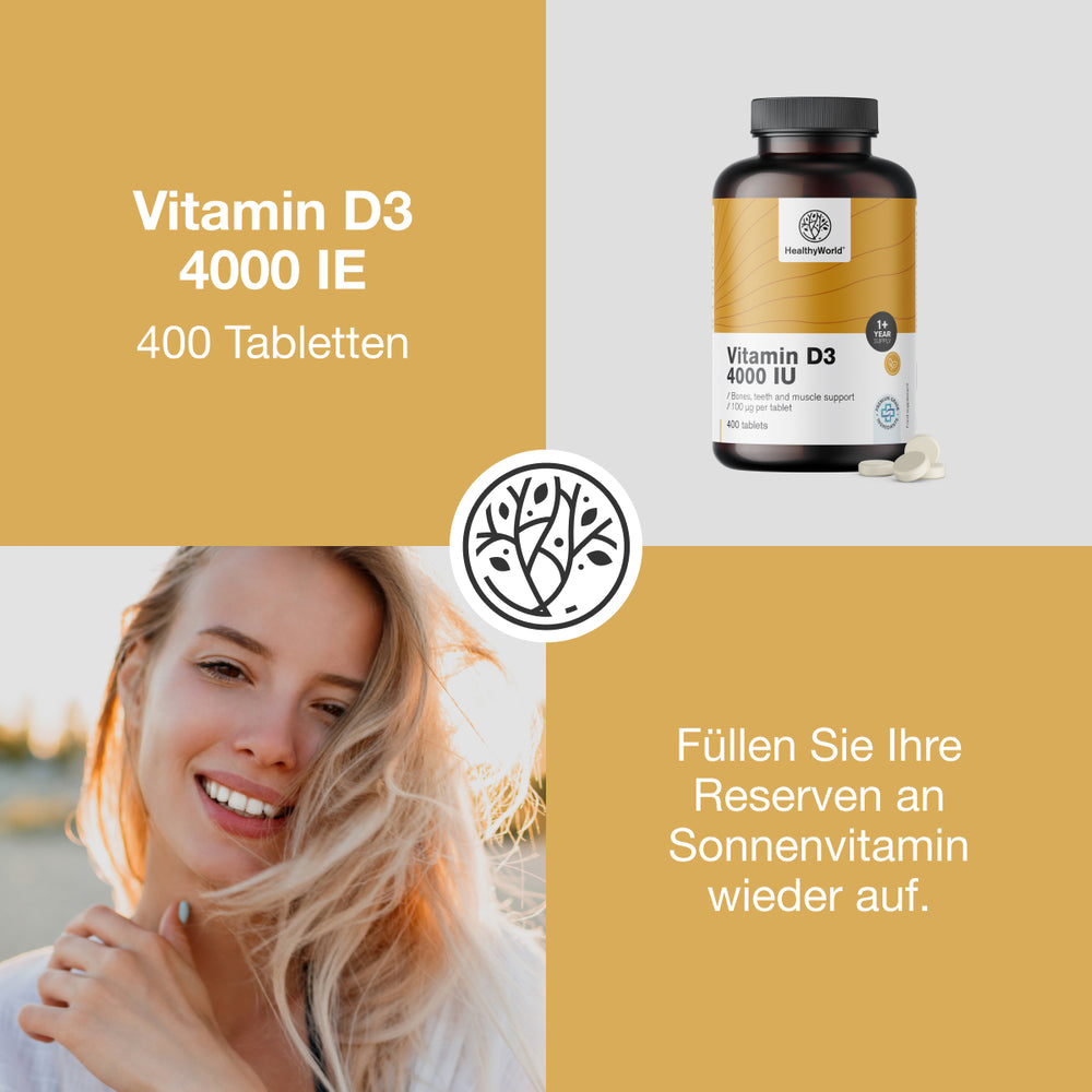 HealthyWorld Vitamin D3 4000 IE für gestärktes Immunsystem · 400 Tabletten – Bild 3