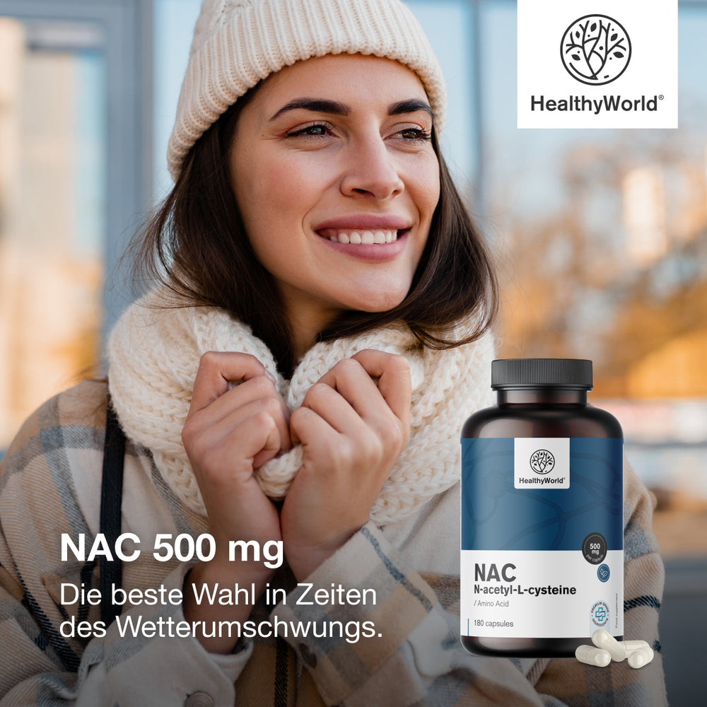 HealthyWorld NAC 500 mg · Hochdosiertes N-Acetyl-Cystein · 180 Kapseln – Bild 2