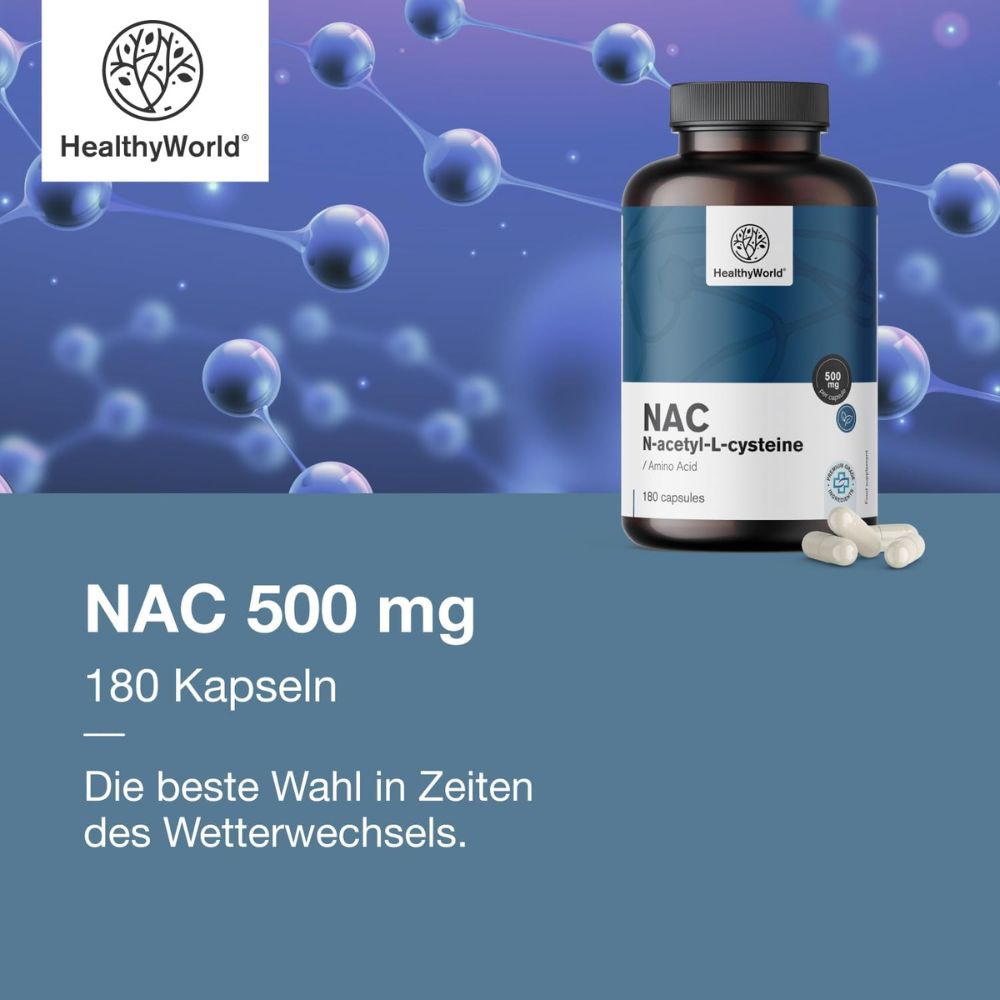 HealthyWorld NAC 500 mg · Hochdosiertes N-Acetyl-Cystein · 180 Kapseln – Bild 6
