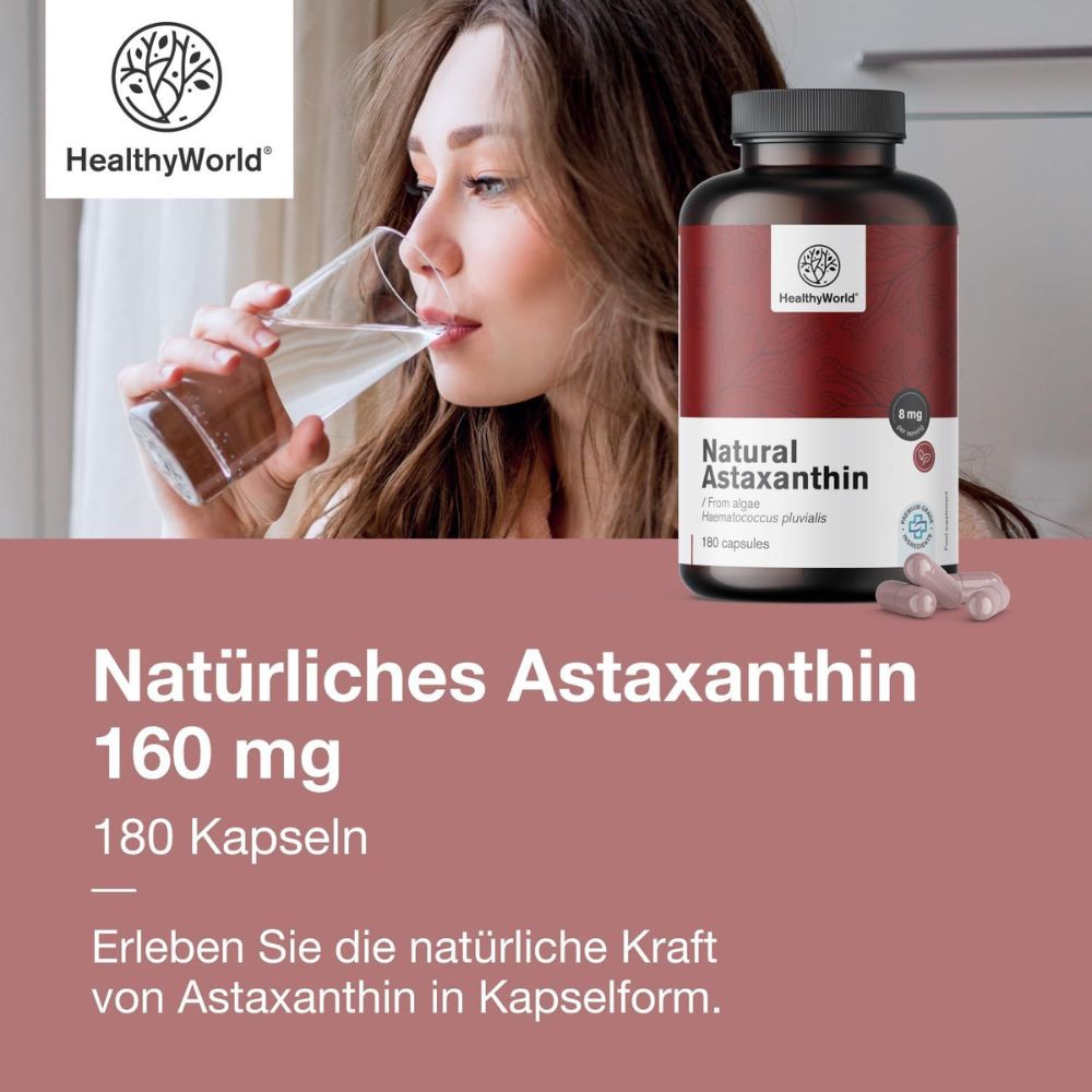 HealthyWorld Natürliches Astaxanthin 160 mg · 180 Kapseln – Bild 5