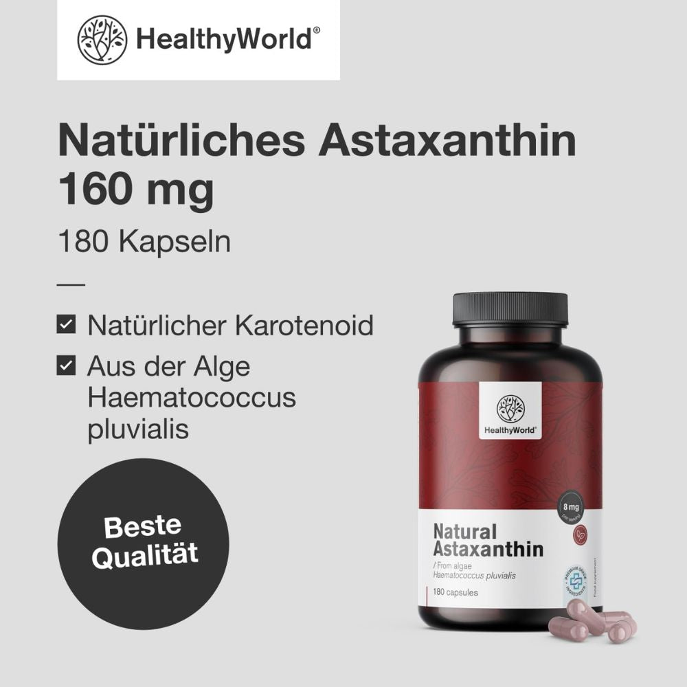 HealthyWorld | Natürliches Astaxanthin 160 mg - 180 Kapseln