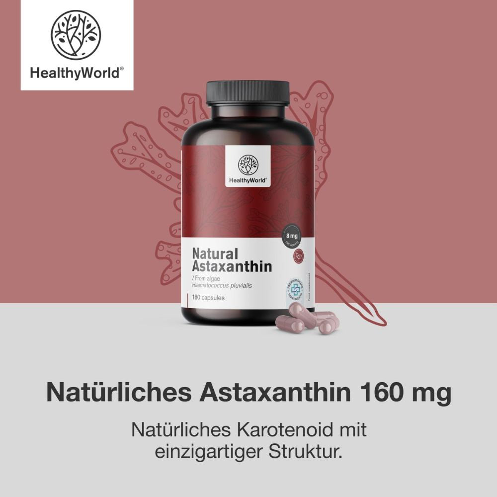 HealthyWorld Natürliches Astaxanthin 160 mg · 180 Kapseln – Bild 4