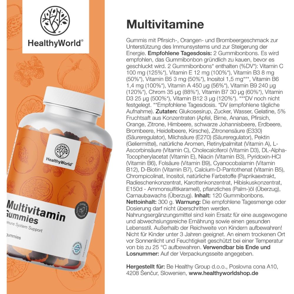HealthyWorld Multivitamine Gummies mit 10 Vitaminen · 120 Gummibonbons – Bild 6