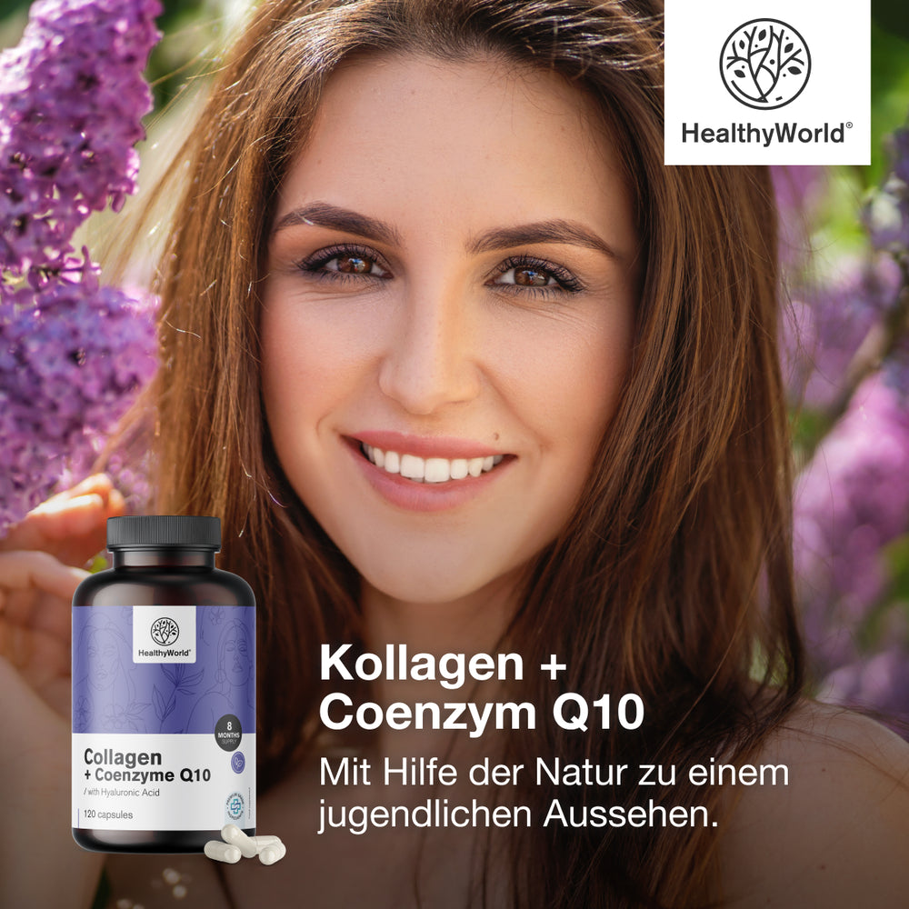 HealthyWorld Kollagen + Coenzym Q10 für gesundes Haar, Nägel und Haut · 120 Kapseln – Bild 2
