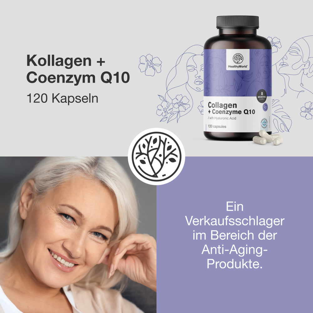 HealthyWorld Kollagen + Coenzym Q10 für gesundes Haar, Nägel und Haut · 120 Kapseln – Bild 4