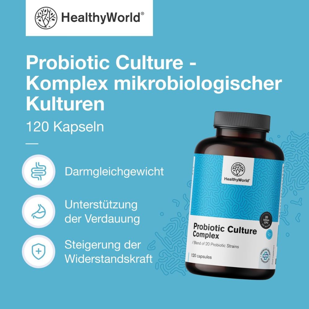 HealthyWorld Probiotic Culture · Komplex mikrobiologischer Kulturen · 120 Kapseln – Bild 4