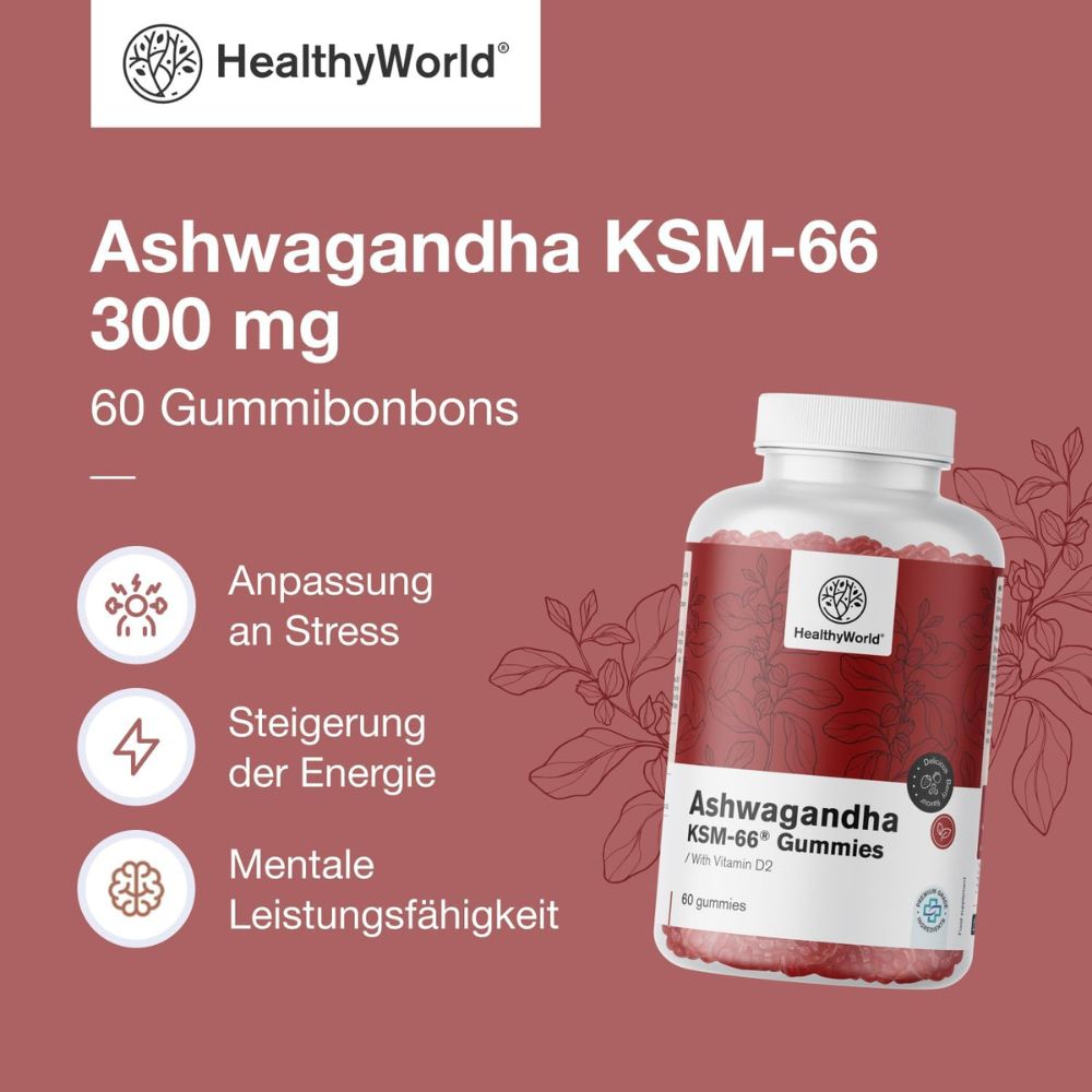 HealthyWorld Ashwagandha KSM-66 300 mg · 60 Gummibonbons – Bild 5