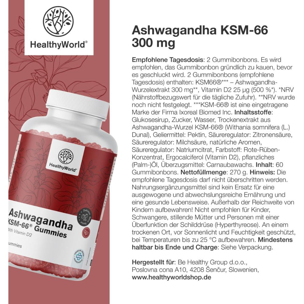 HealthyWorld Ashwagandha KSM-66 300 mg · 60 Gummibonbons – Bild 6