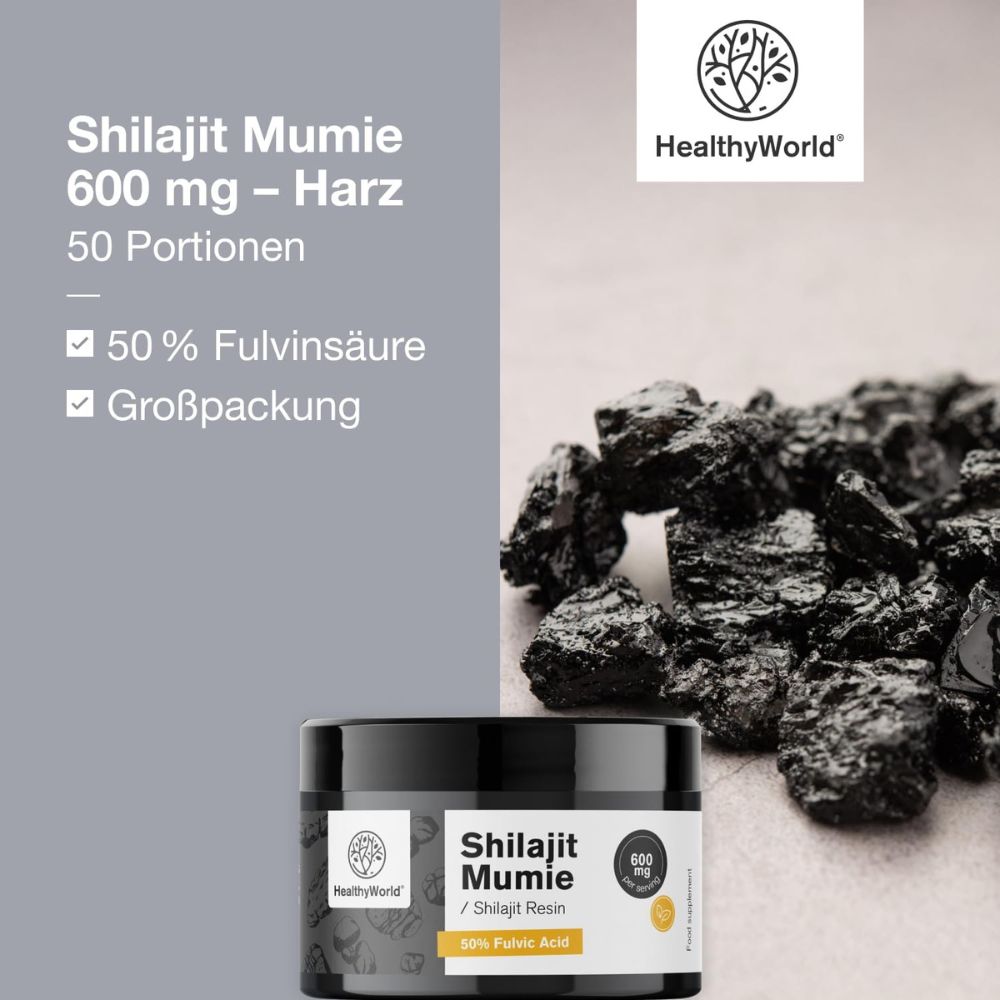 HealthyWorld Shilajit Mumie 600 mg · Harz zum Ausgleich von Körper und Geist · 30 g – Bild 6